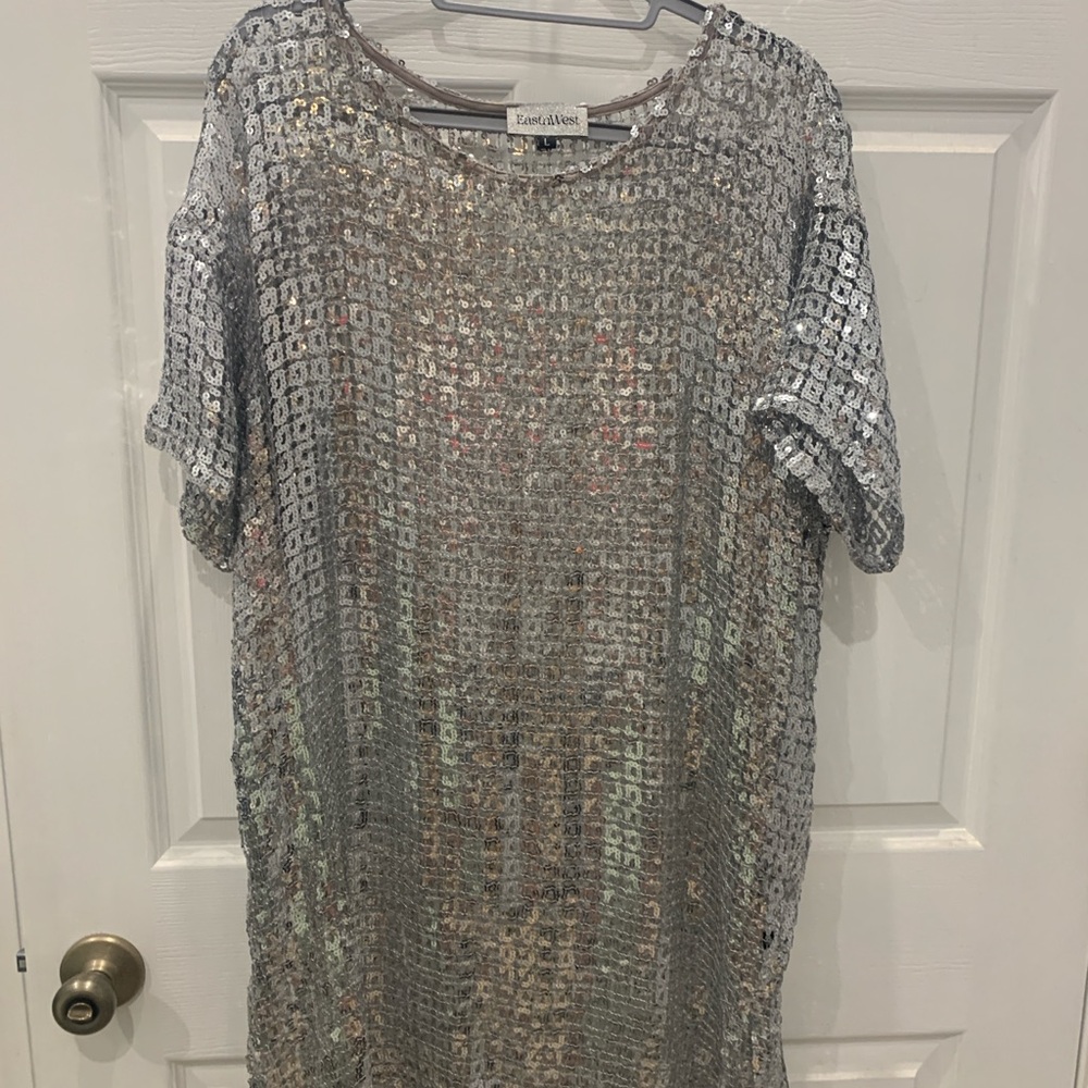 Eastin West Sparkling Silver Sequin Mini Dress